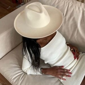 LACK OF COLOR MELODIC WHITE WIDE BRIM WOOL FEDORA HAT SIZE LARGE NEW WESTERN